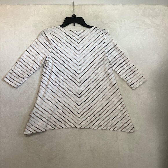 J. Jill Pure Jill Striped Tunic Blouse Women XS 3/4 Sleeve Pocket Cotton Blend - Picture 2 of 8